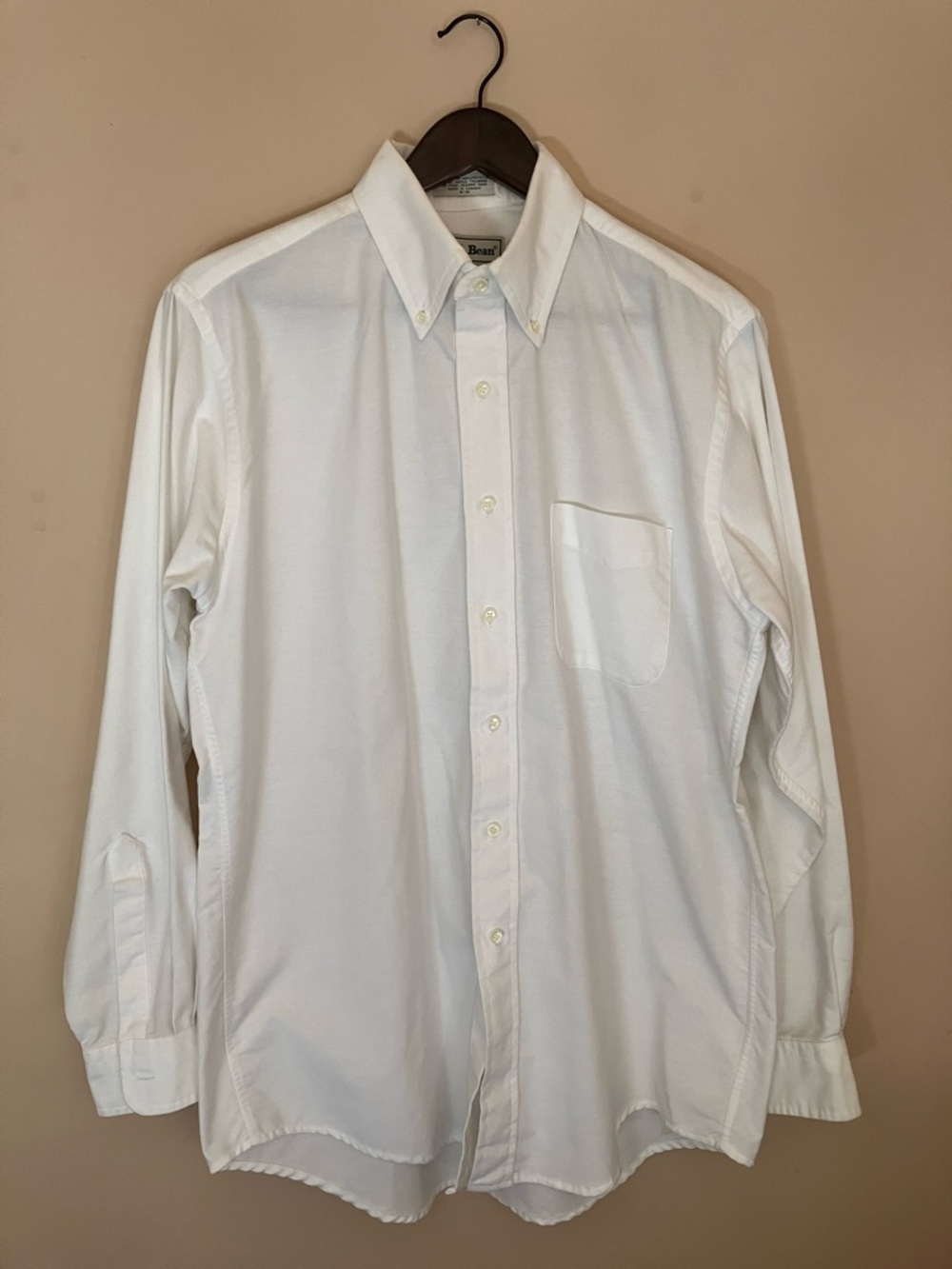 L.L. Bean White Button-Down Dress Shirt